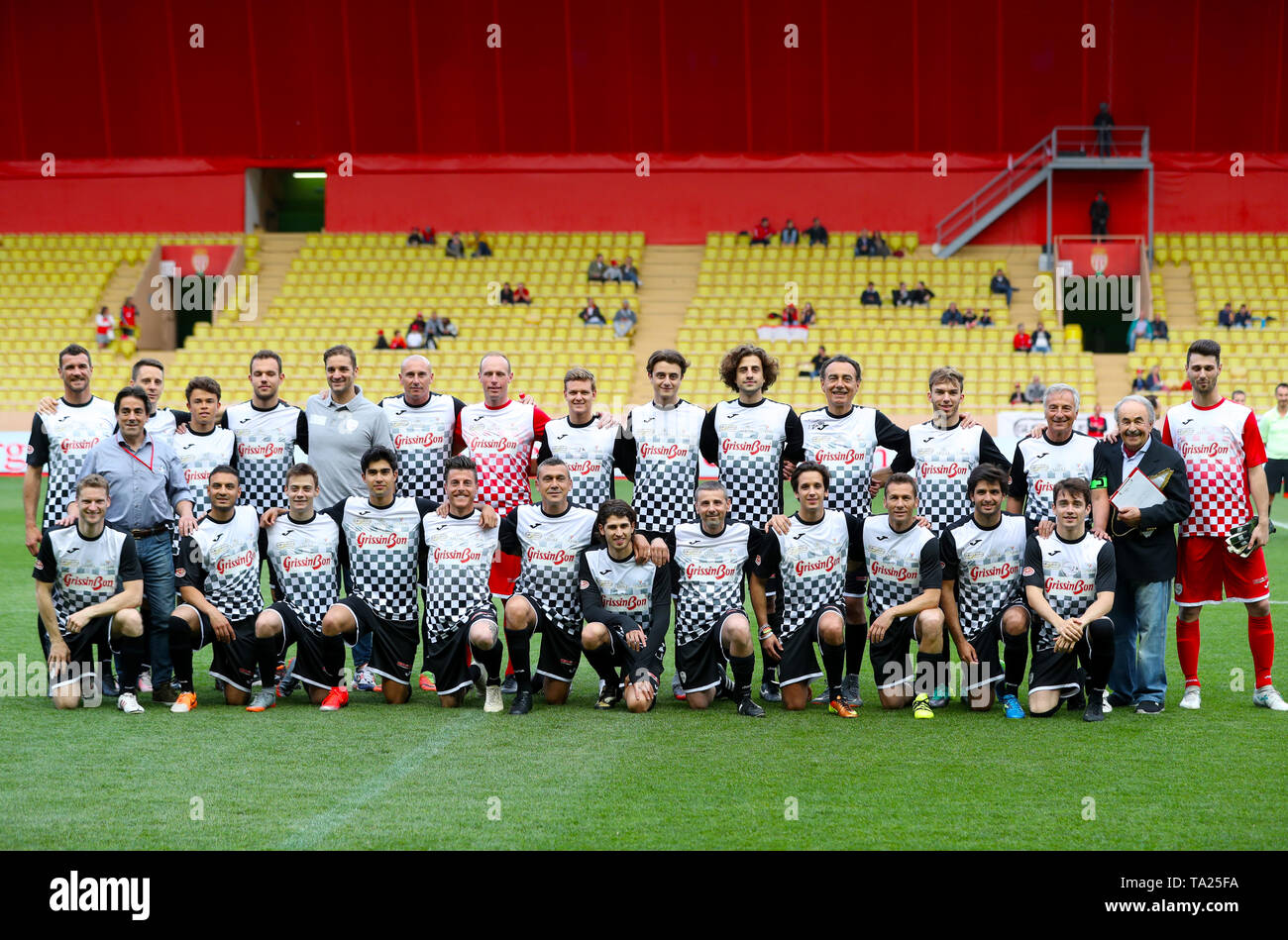 Team group shot ahead of the drivers football match at the Stade Louis II Stadium, Monaco. Stock Photo