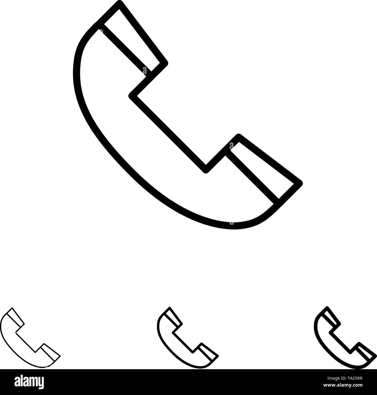 Call, Contact, Phone, Telephone Bold and thin black line icon set Stock Vector Image & Art Alamy