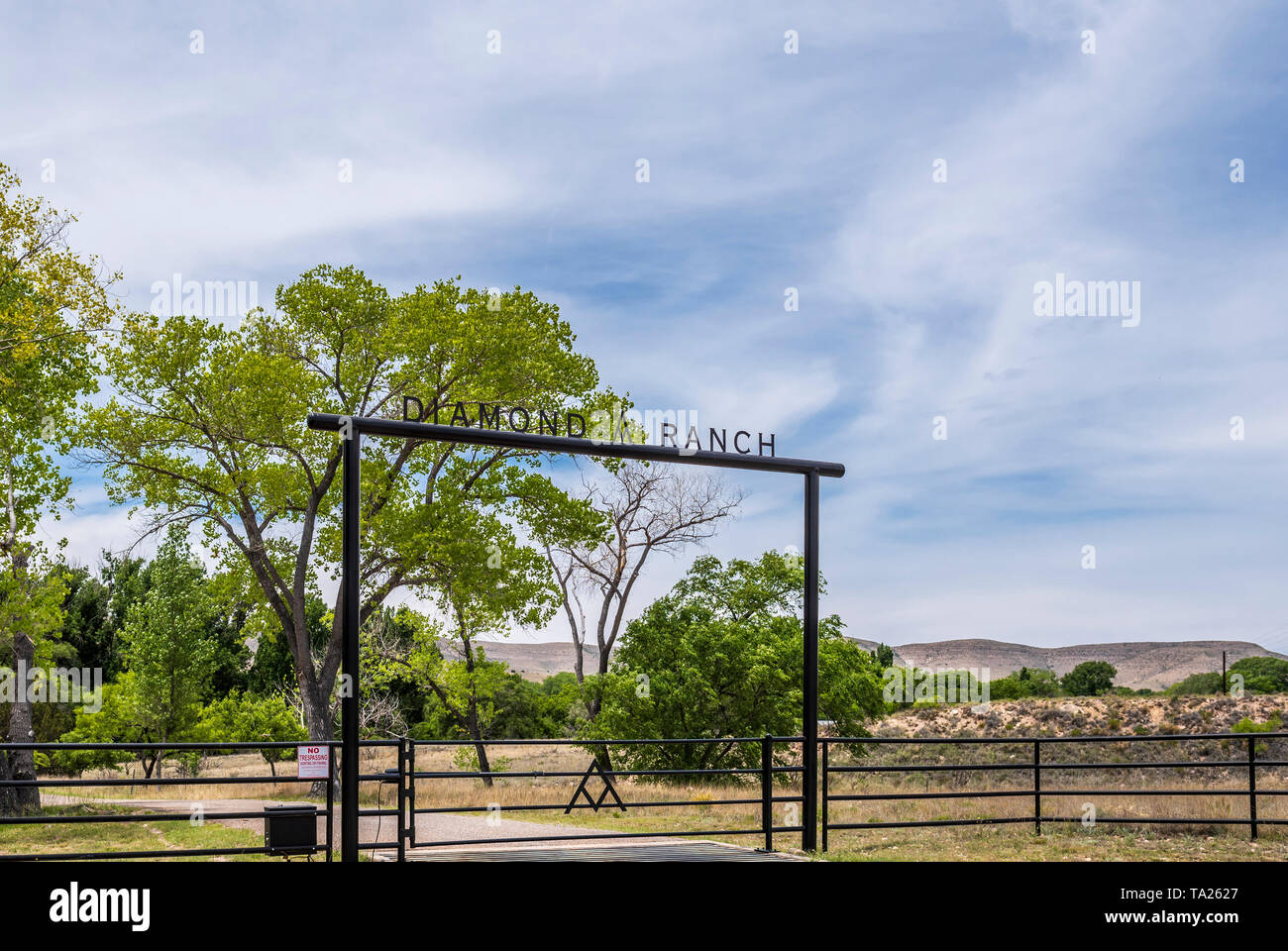 New Mexico ranch, the Diamond A Ranch in Lincoln County and Chaves County, New Mexico, USA. Stock Photo