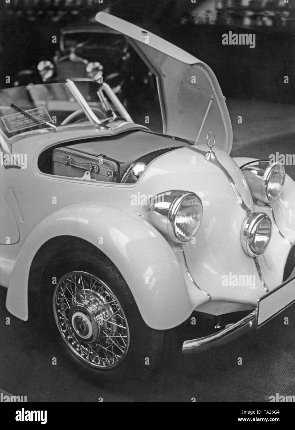 A Mercedes Type 150 Roadster at the 1935 International Motor Show in Berlin. Stock Photo