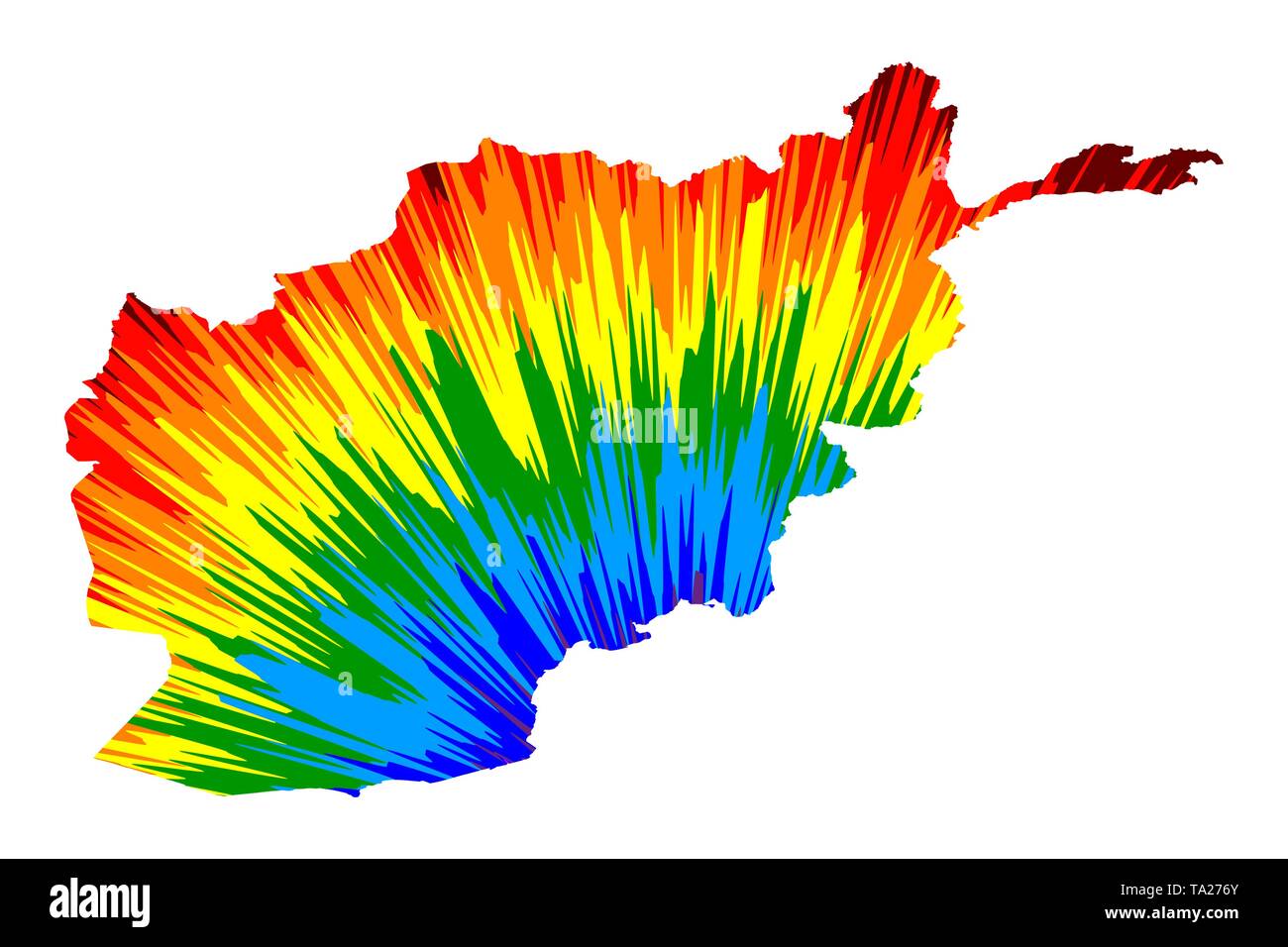Afghanistan - map is designed rainbow abstract colorful pattern, Islamic Republic of Afghanistan map made of color explosion, Stock Vector