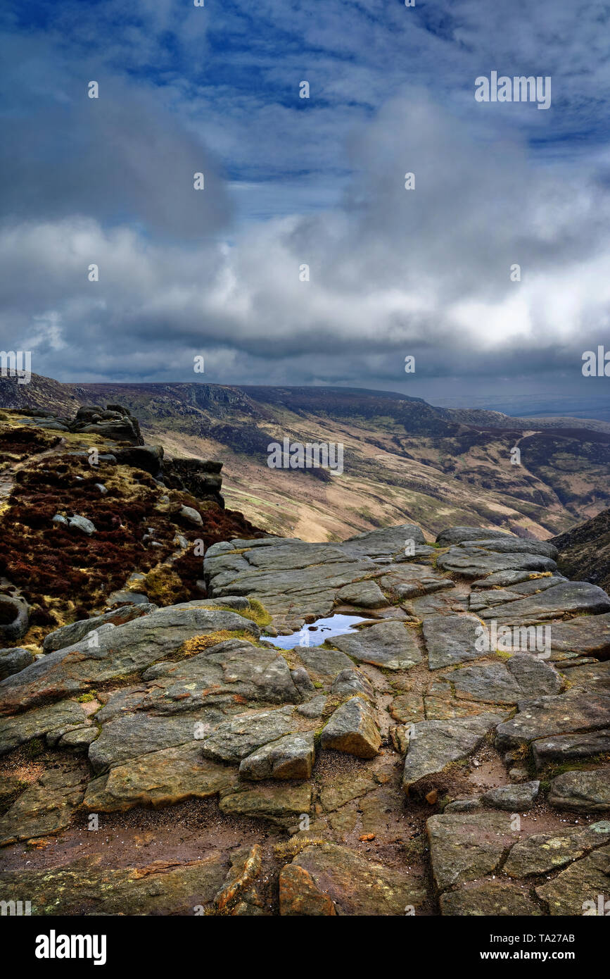 UK,Derbyshire,Peak District,Kinder Scout looking East across Grindsbrook Stock Photo