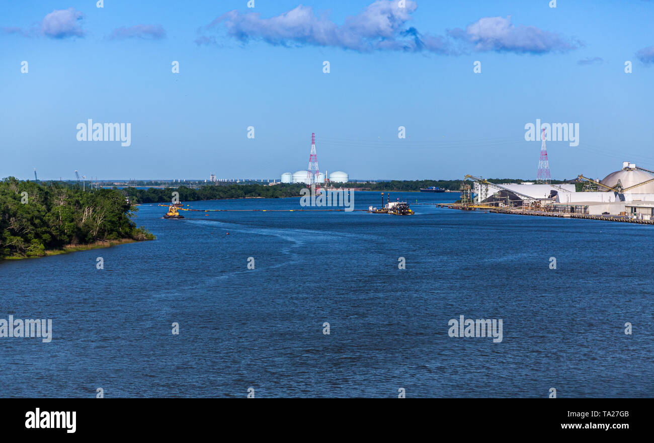 Dredging Operation in River Stock Photo