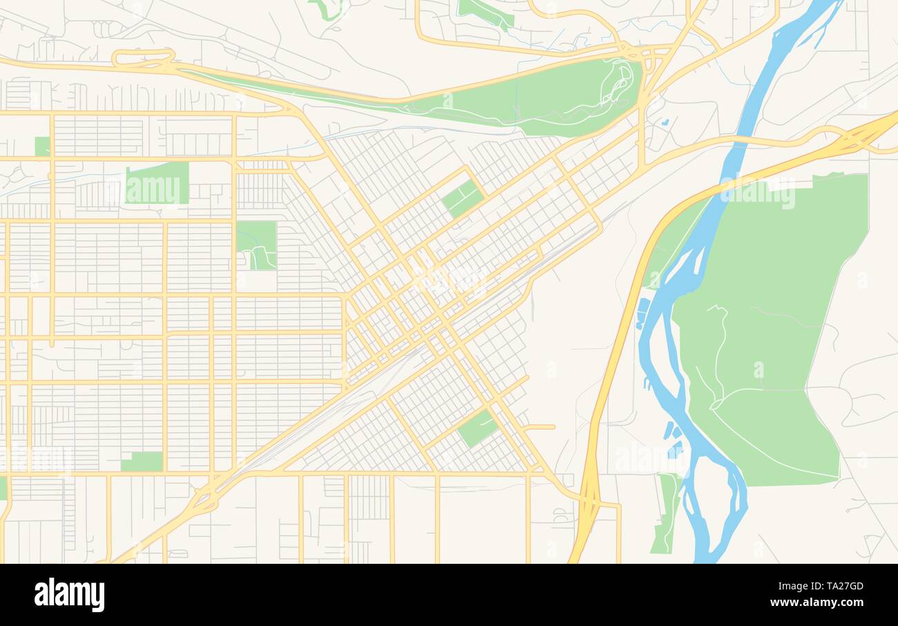 Empty vector map of Billings, Montana, USA, printable road map created ...