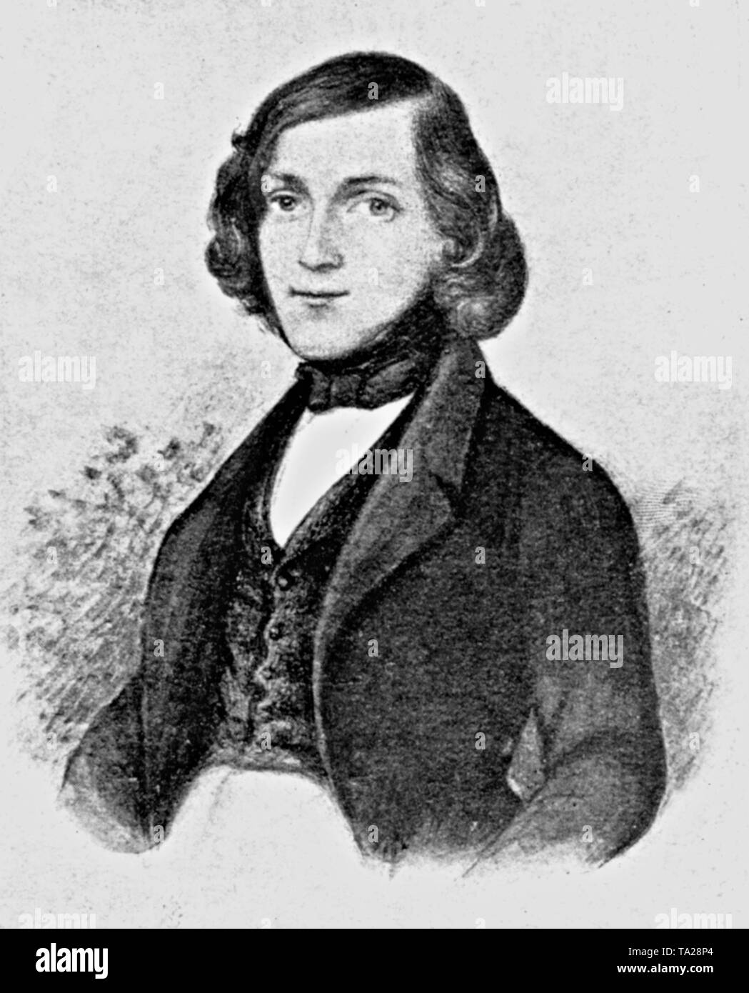 Theodor Fontane (1819-1898), a German poet. Youth portrait by David Ottensooser. Stock Photo