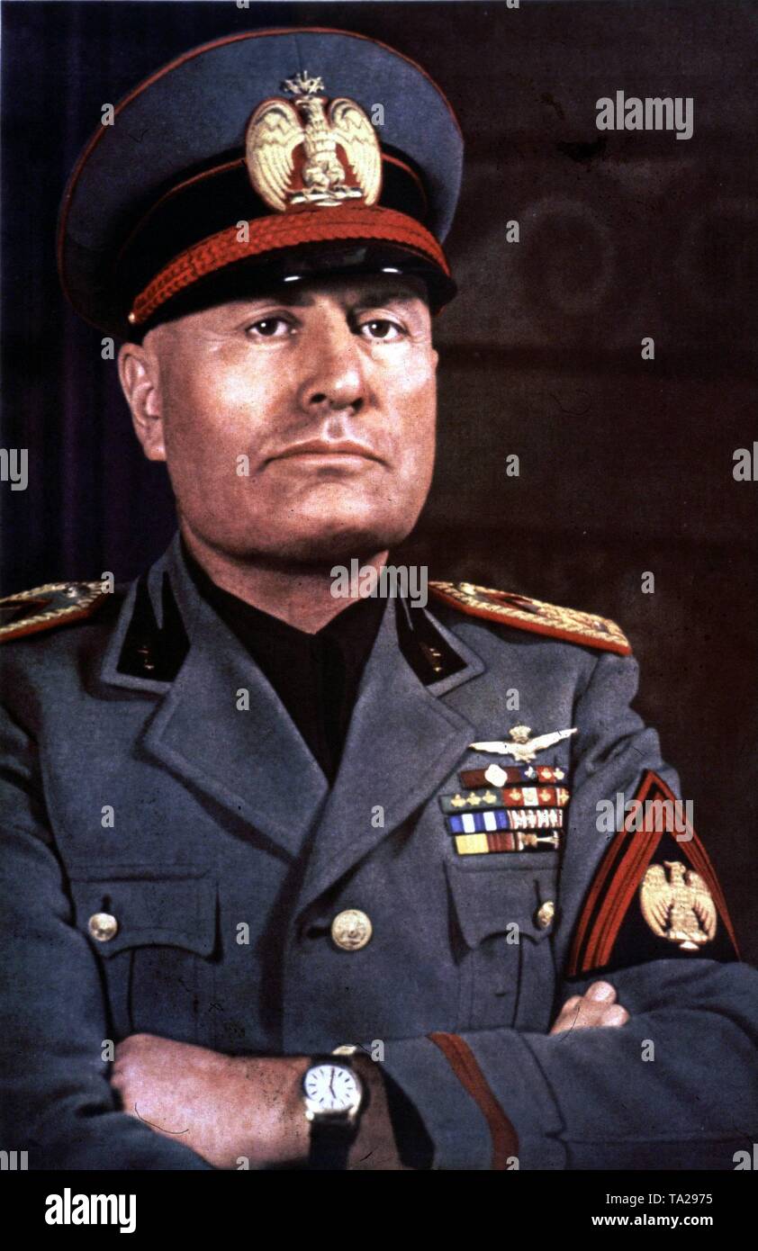 Portrait of Benito Mussolini, the Italian Head of State ("Duce"). Stock Photo