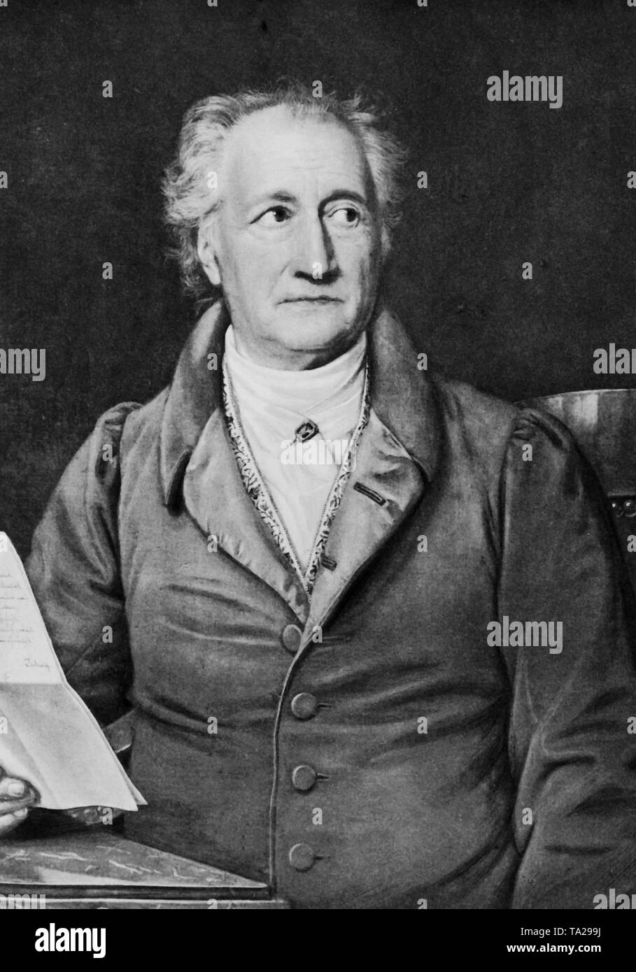 Portrait of the poet Johann Wolfgang von Goethe. Painting by Joseph Stieler. Stock Photo