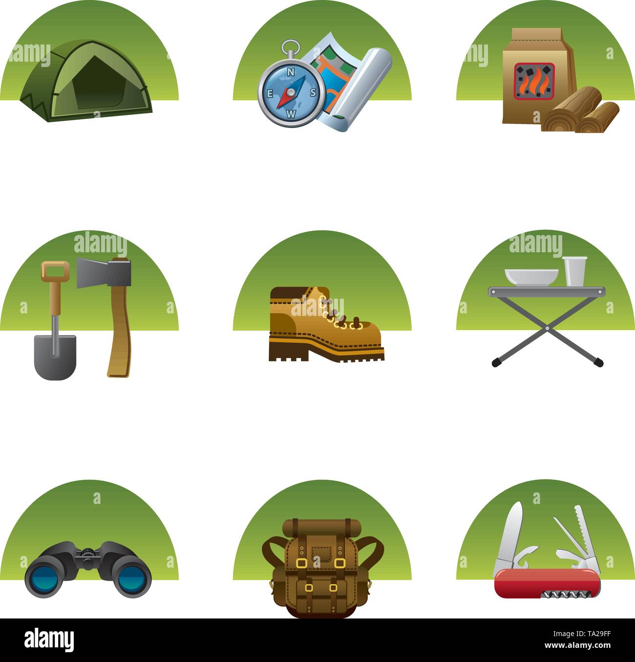 tourism equipment icon set Stock Vector Image & Art - Alamy