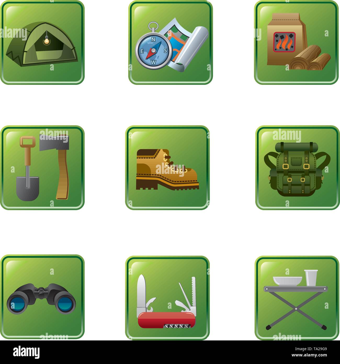 tourism equipment icon Stock Vector
