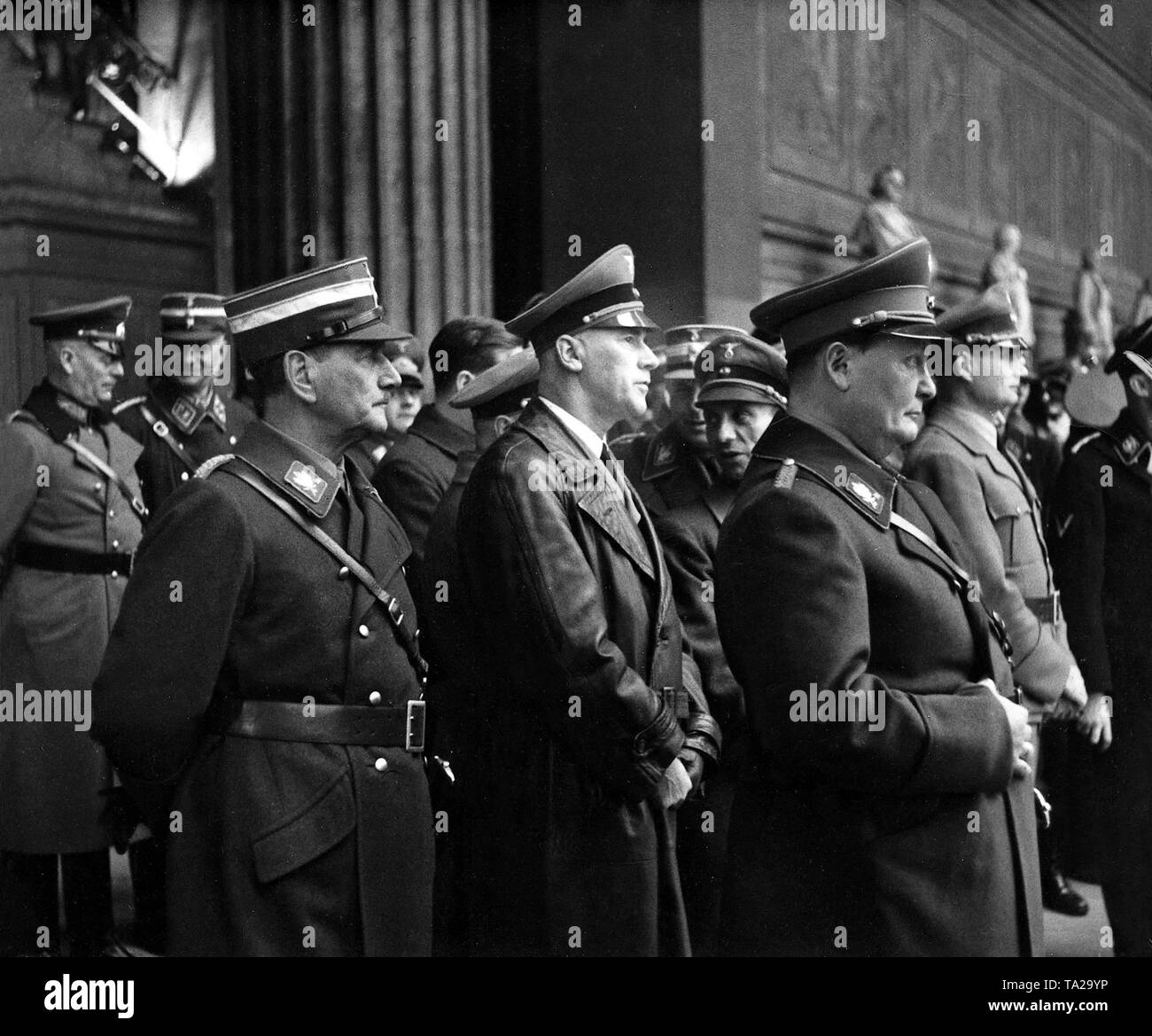 From left: Franz Ritter von Epp, Reich Governor in Bavaria, Reich Interior Minister Wilhelm Frick, and Hermann Goering in Valhalla. Photo: Friedrich Bauer. Stock Photo