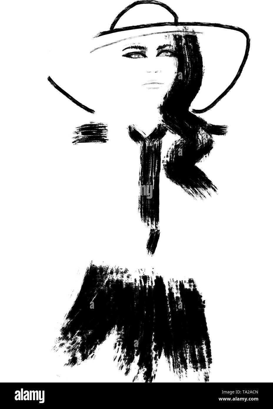 Fashion illustration black and white abstract Stock Photo - Alamy