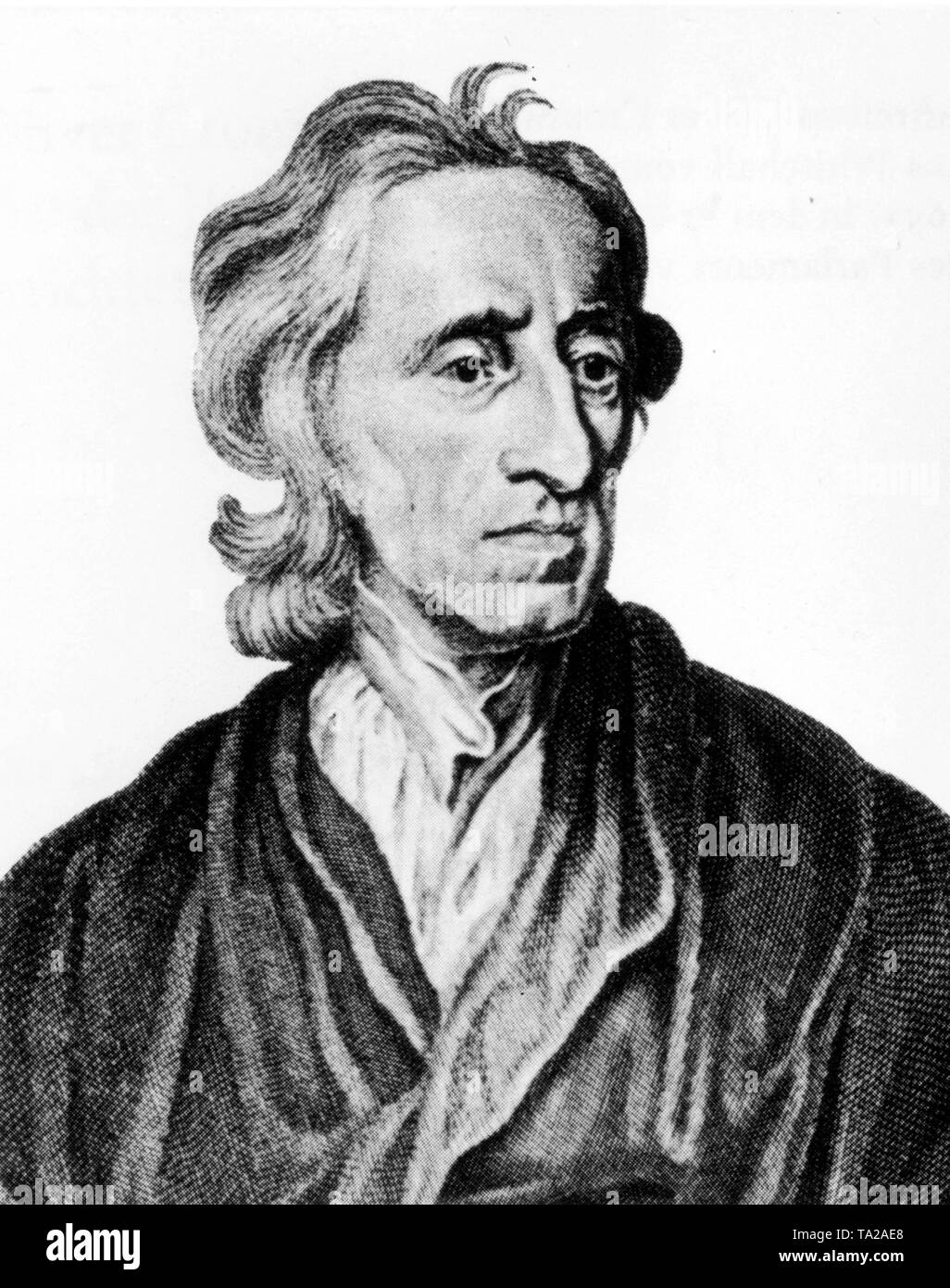 Portrait of English philosopher John Locke after an engraving by Morellon  (painting by Kneller Stock Photo - Alamy