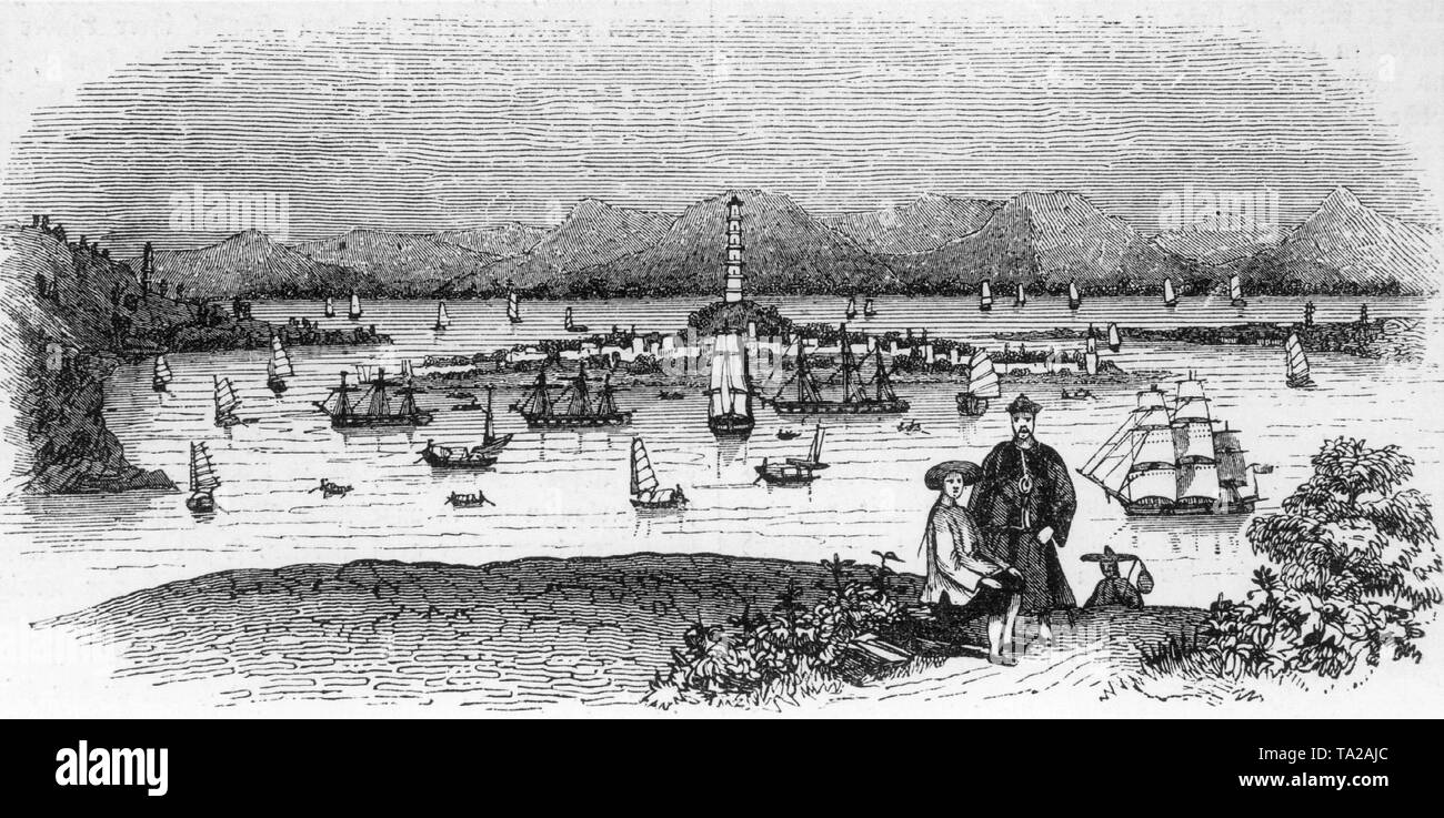 The island of Whampoa at the mouth of Pearl River. Here landed the