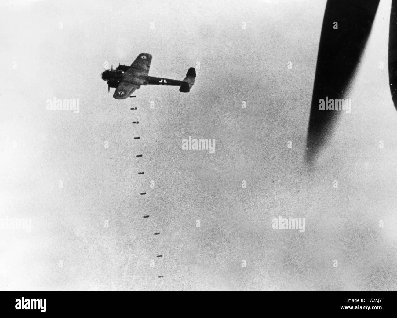 Dornier Do 17 combat aircraft when bombing during an attack on London. Stock Photo