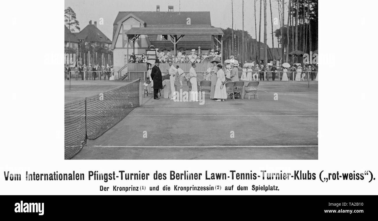 Crown Prince Wilhelm of Prussia (1) and his wife Crown Princess Cecilie of Prussia (2), b. Duchess of Mecklenburg, during the International Whitsun tournament in the Berlin tennis club 'Rot-Weiss' at Hundekehlensee. Stock Photo