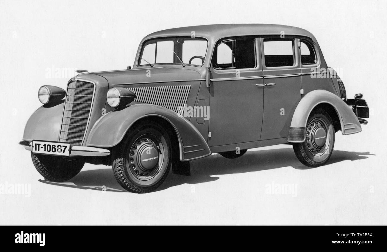 Opel model program 1937. The Opel 6 as a four-door sedan. Stock Photo