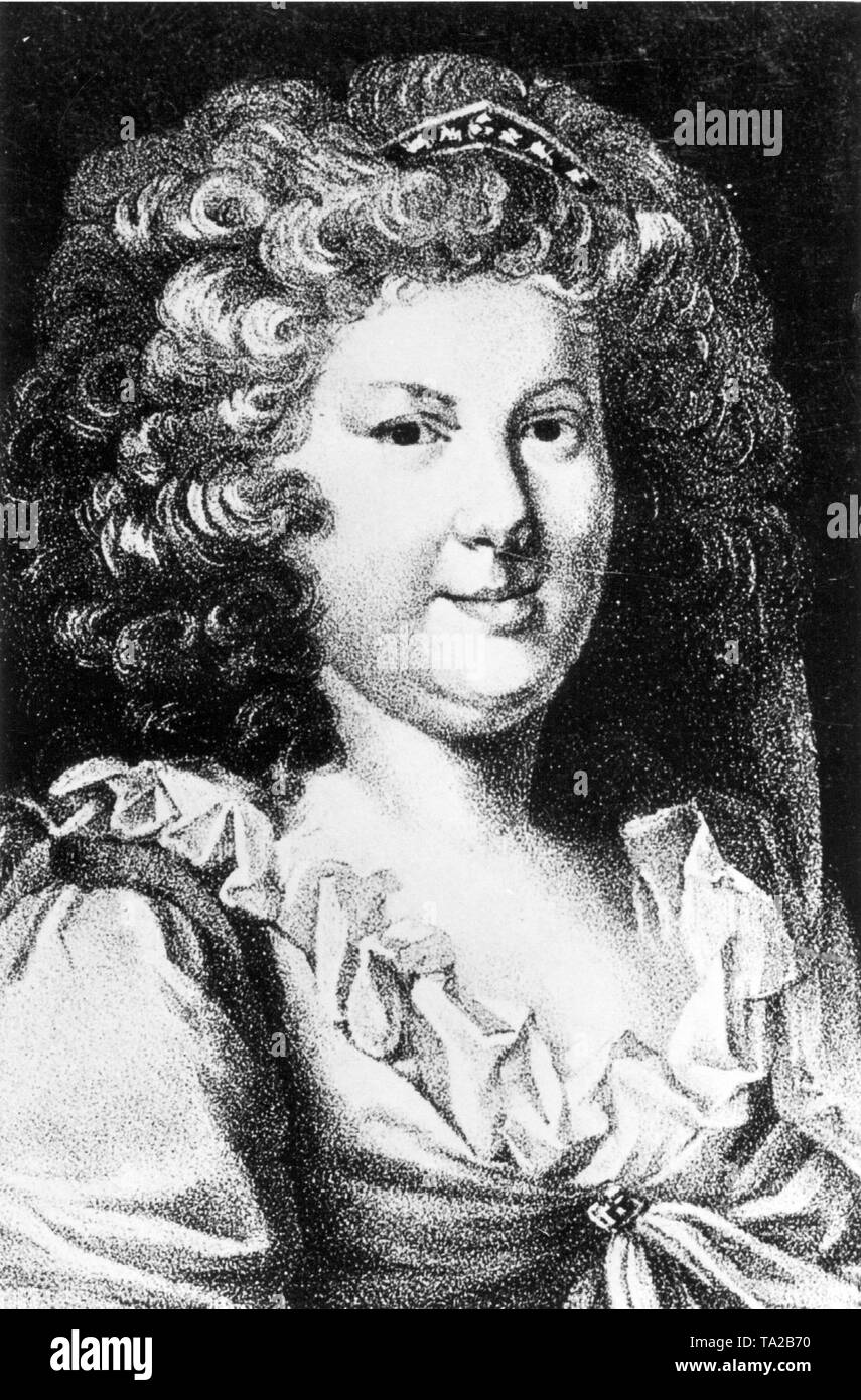 The German theater reformer Friederike Caroline Neuber, known as 'Die Neuberin', who, starting 1727, moved through Germany with her own theater group, which she had to dissolve in 1750. Stock Photo