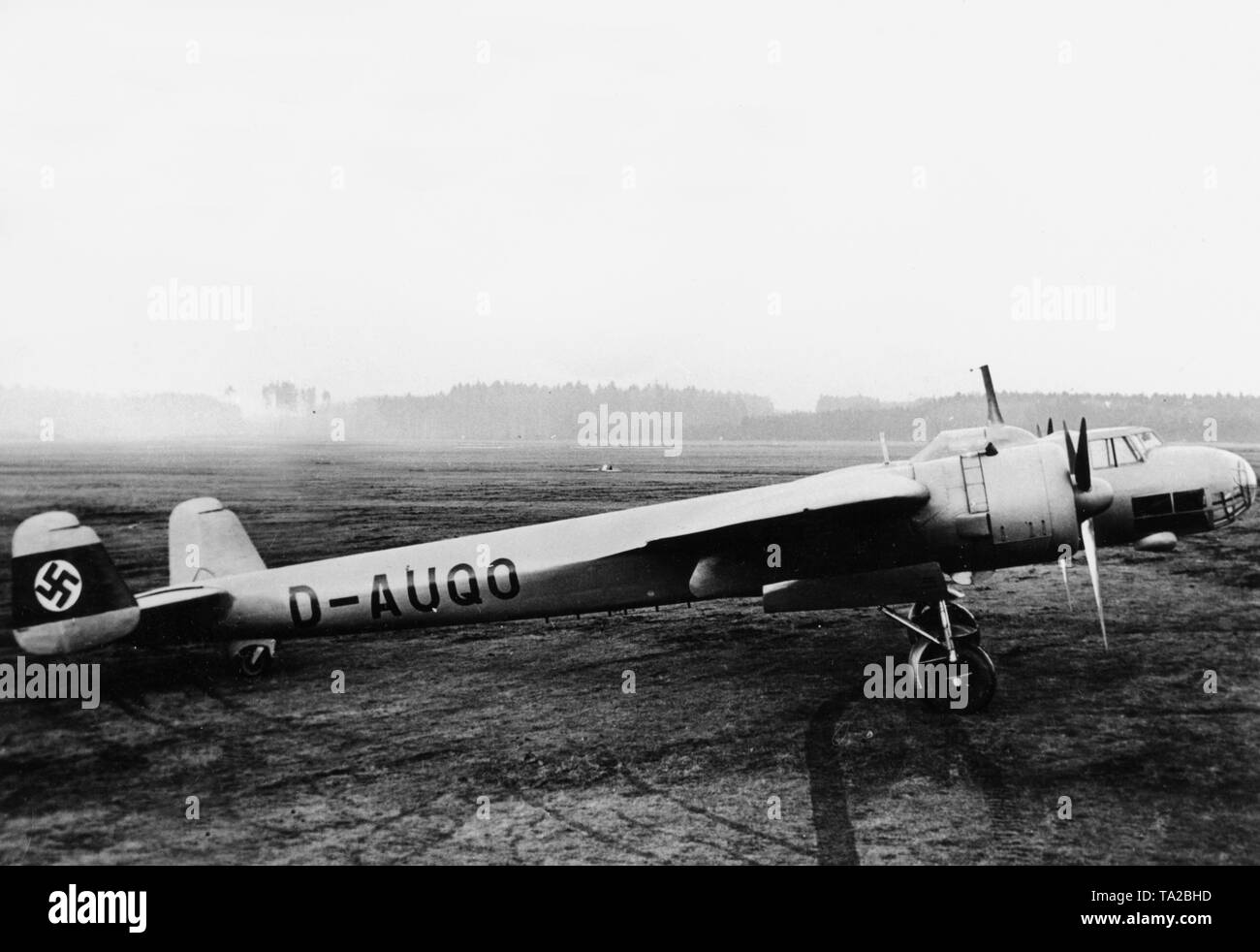 Dornier Do 17 Ausf. M combat aircraft, already with air-cooled engines but still without floorpan, with the registration D + AUQO. Stock Photo