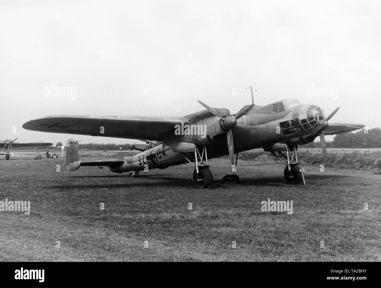 A German Dornier Do 17 with the registration 3Z + DA on an airfield. Stock Photo