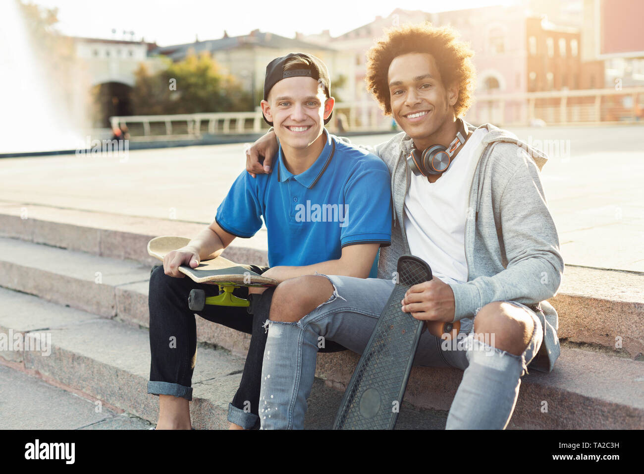 Diverse male friends wearing hi-res stock photography and images - Alamy