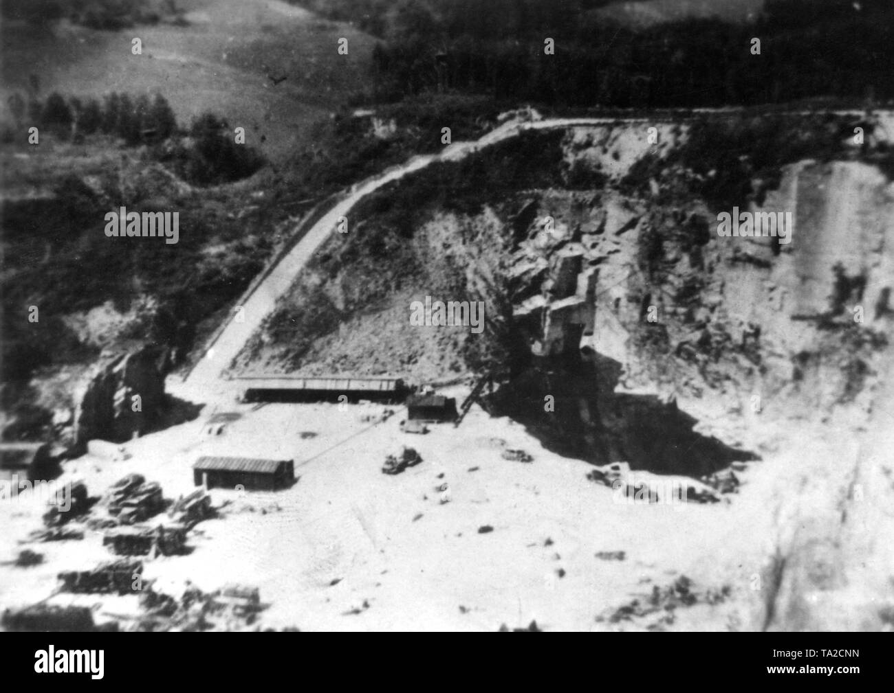 Stone quarry (possibly 'Wiener Graben') at the concentration camp Mauthausen. Undated photo. Stock Photo