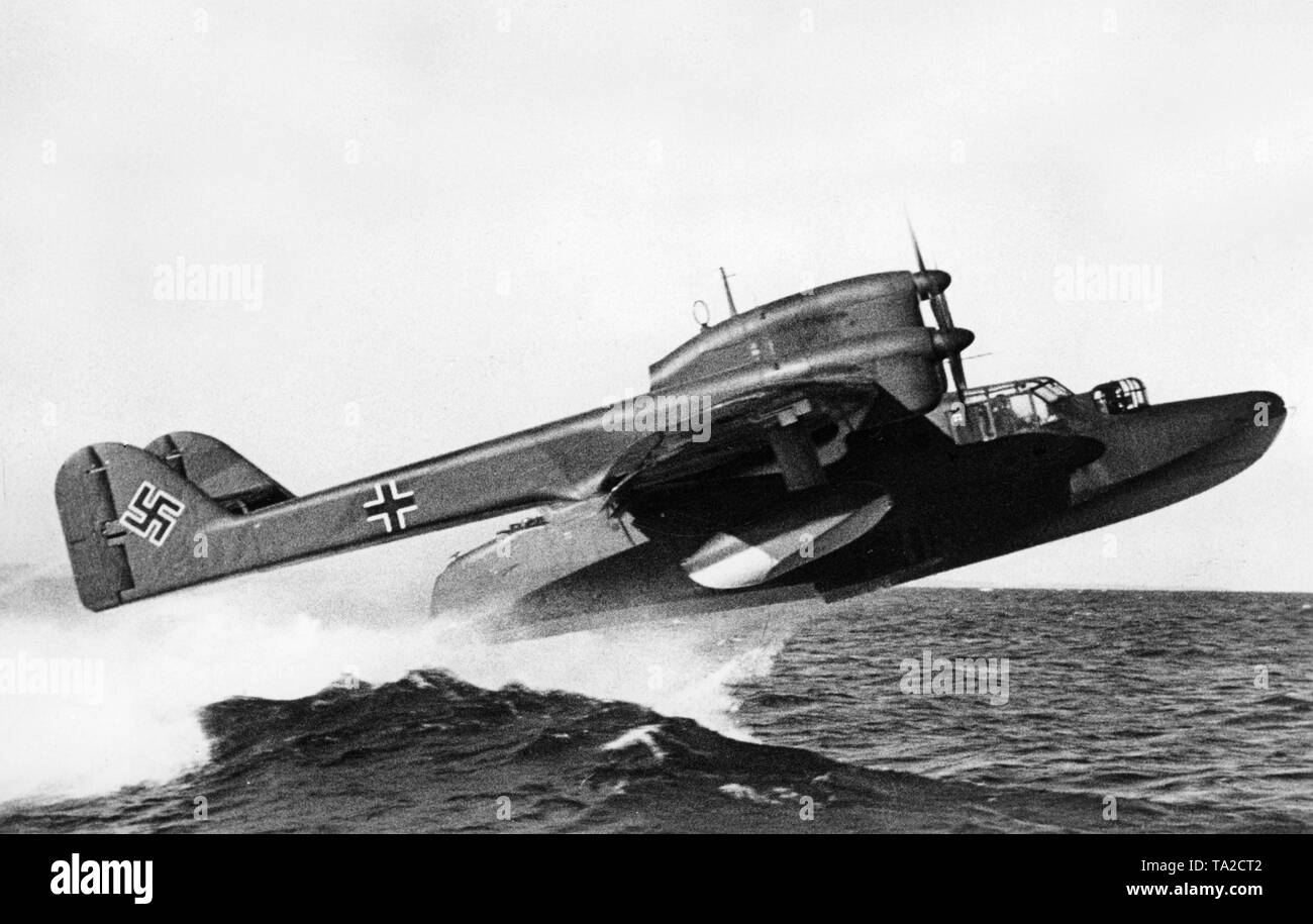 A Blohm & Voss BV 138 flying boat at take off. The location is not mentioned Stock Photo Alamy