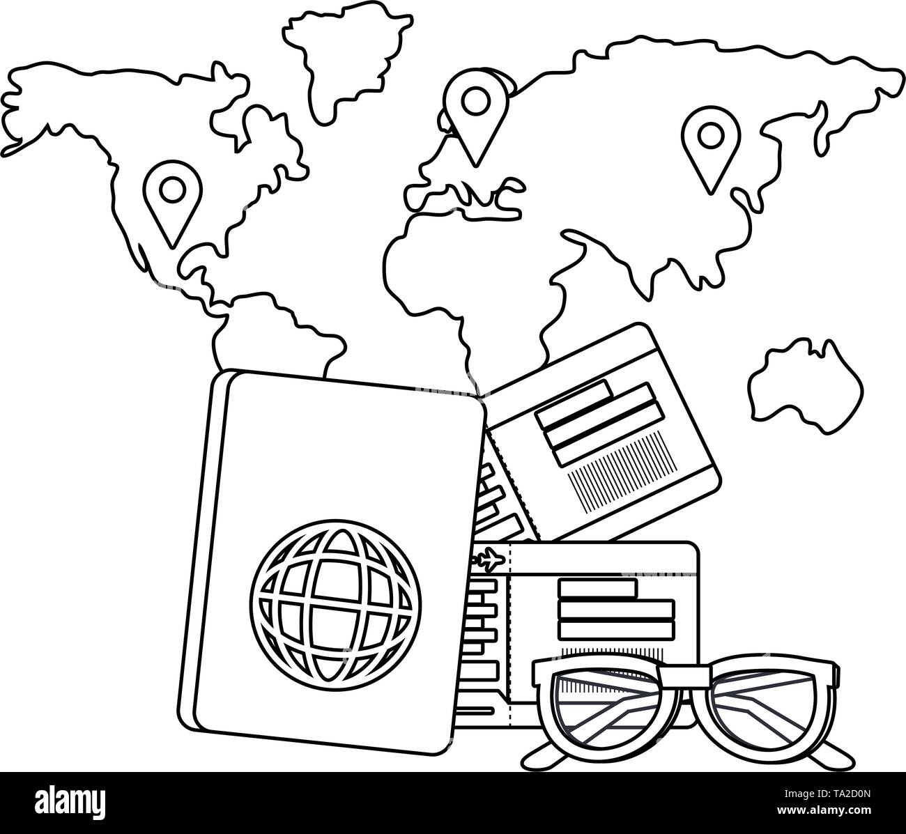 Travel icon set design, Trip vacation tourism journey tourist ...