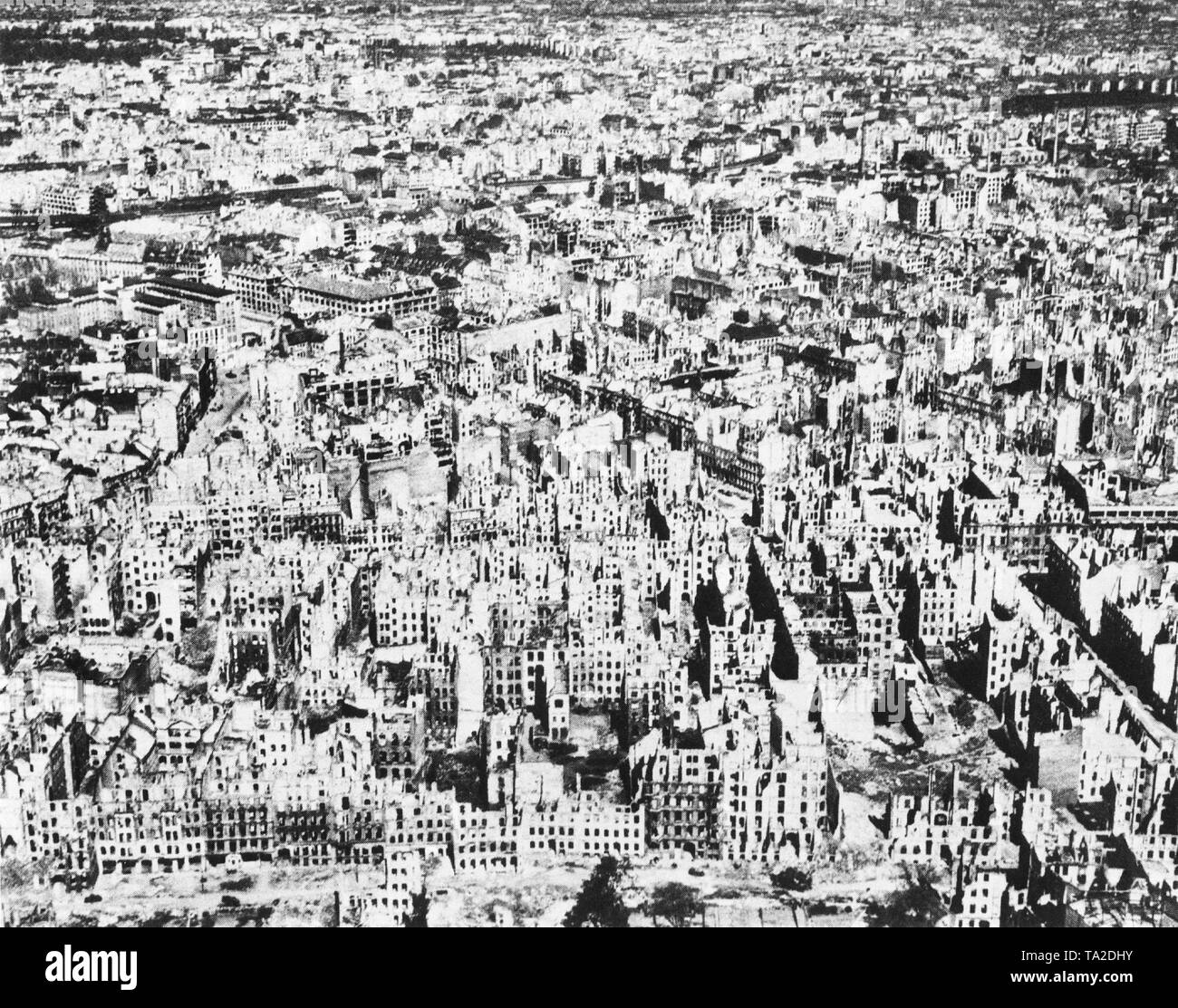 A large part of the center of Berlin was destroyed by fighting and Allied bomb war. Stock Photo