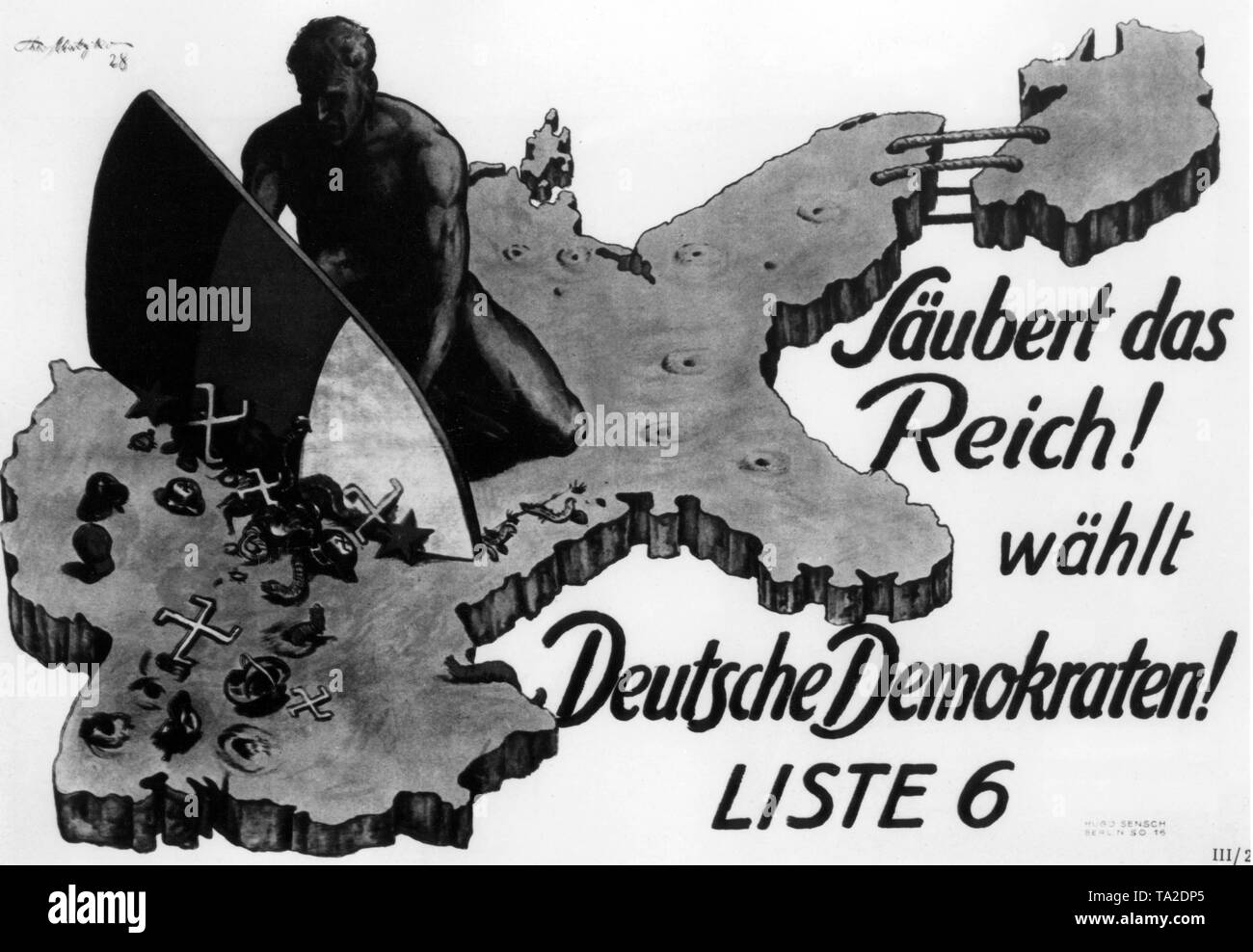 Poster of the German Democratic Party (DDP) on the occasion of the Reichstag elections in 1928. Stock Photo