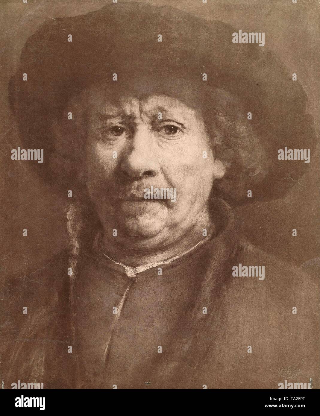 Self-Portrait of Dutch painter, Rembrandt van Rijn Stock Photo