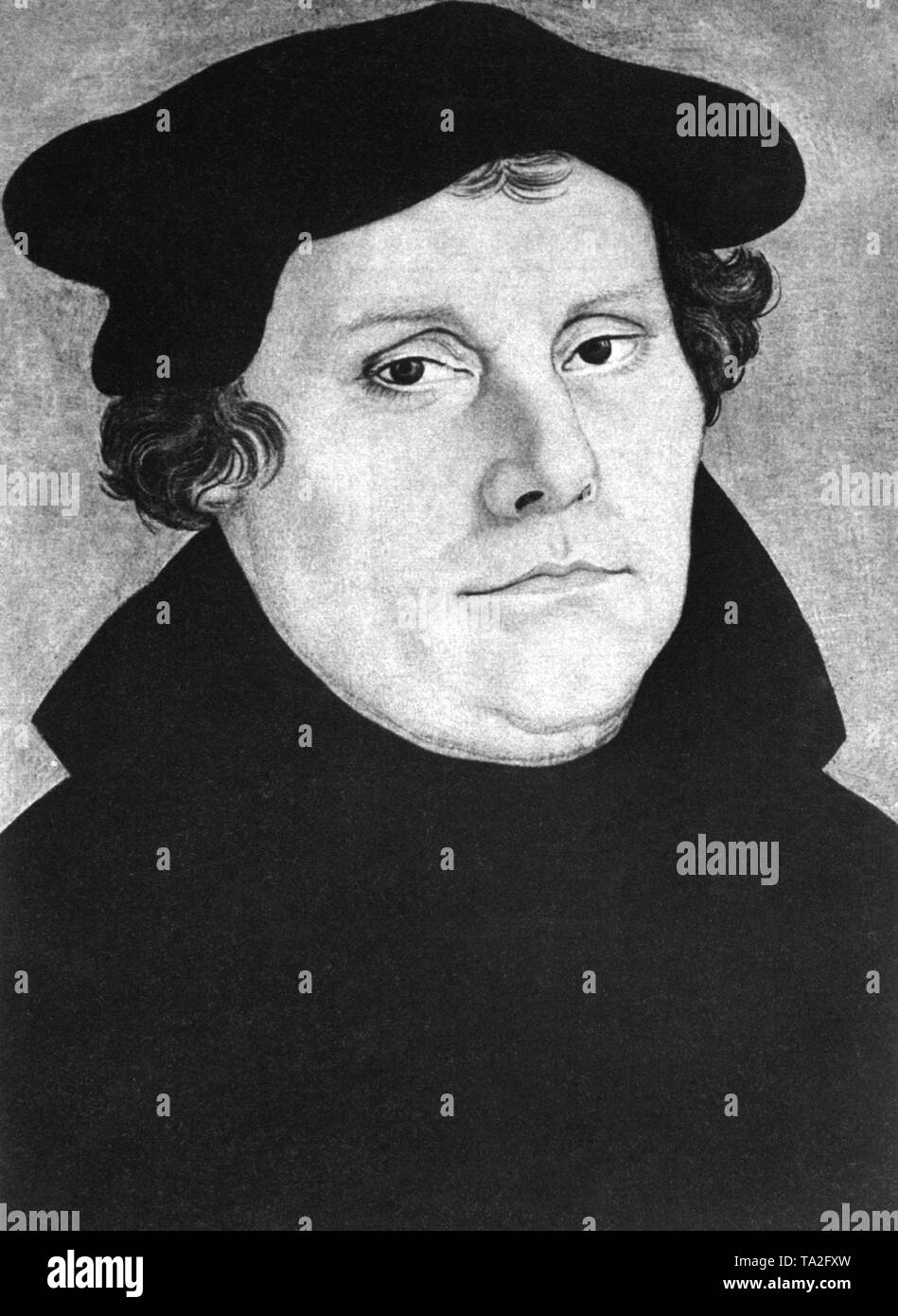 Portrait of Martin Luther by Lucas Cranach, the Elder. Stock Photo