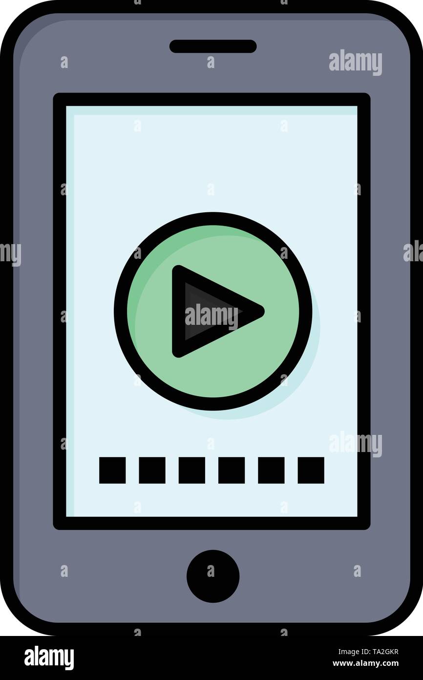 Phone Cell Play Video Flat Color Icon Vector Icon Banner