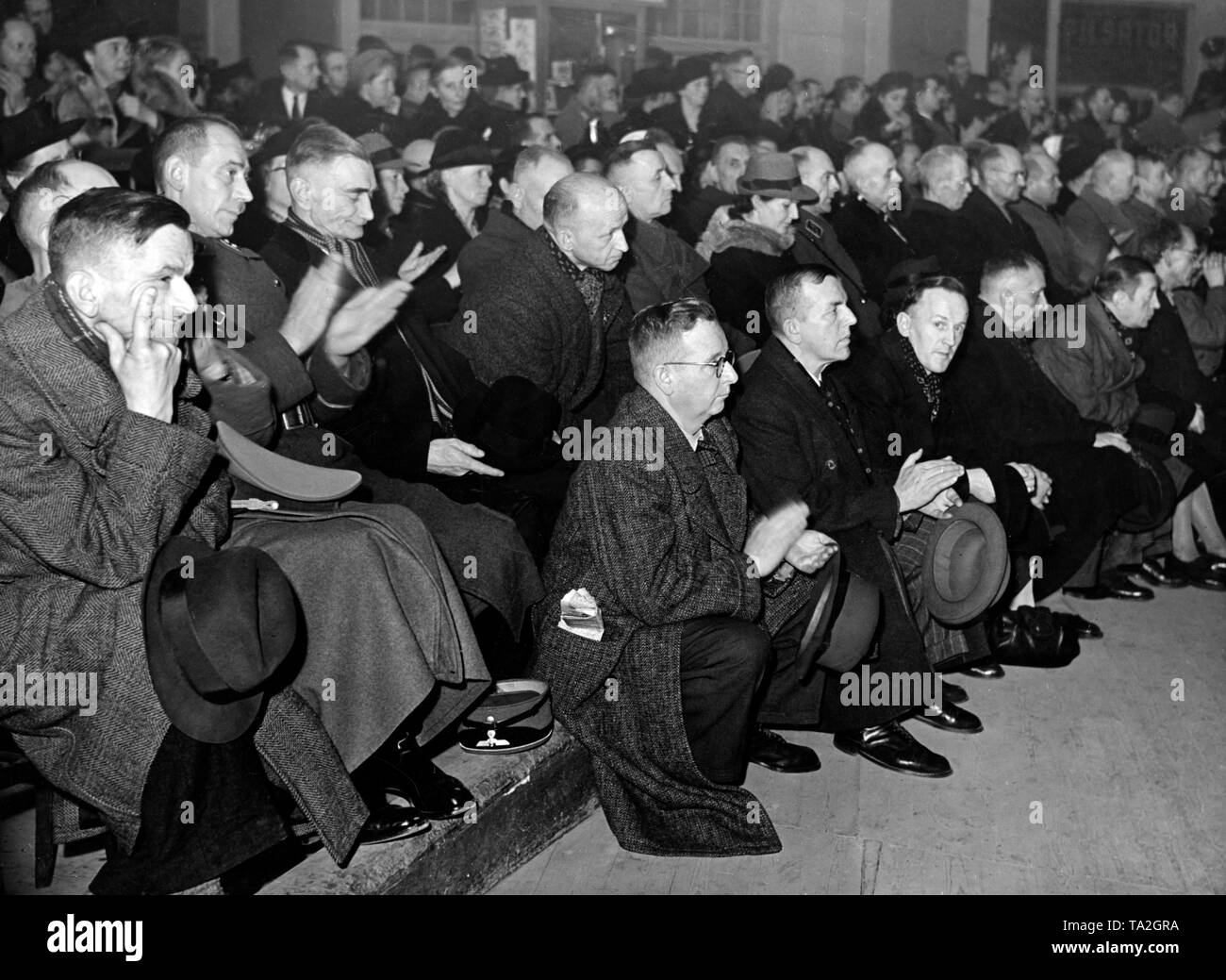 View of the crowded Sportpalast during Minister of Propaganda Joseph Goebbels's speech. Photo: Schwahn Stock Photo