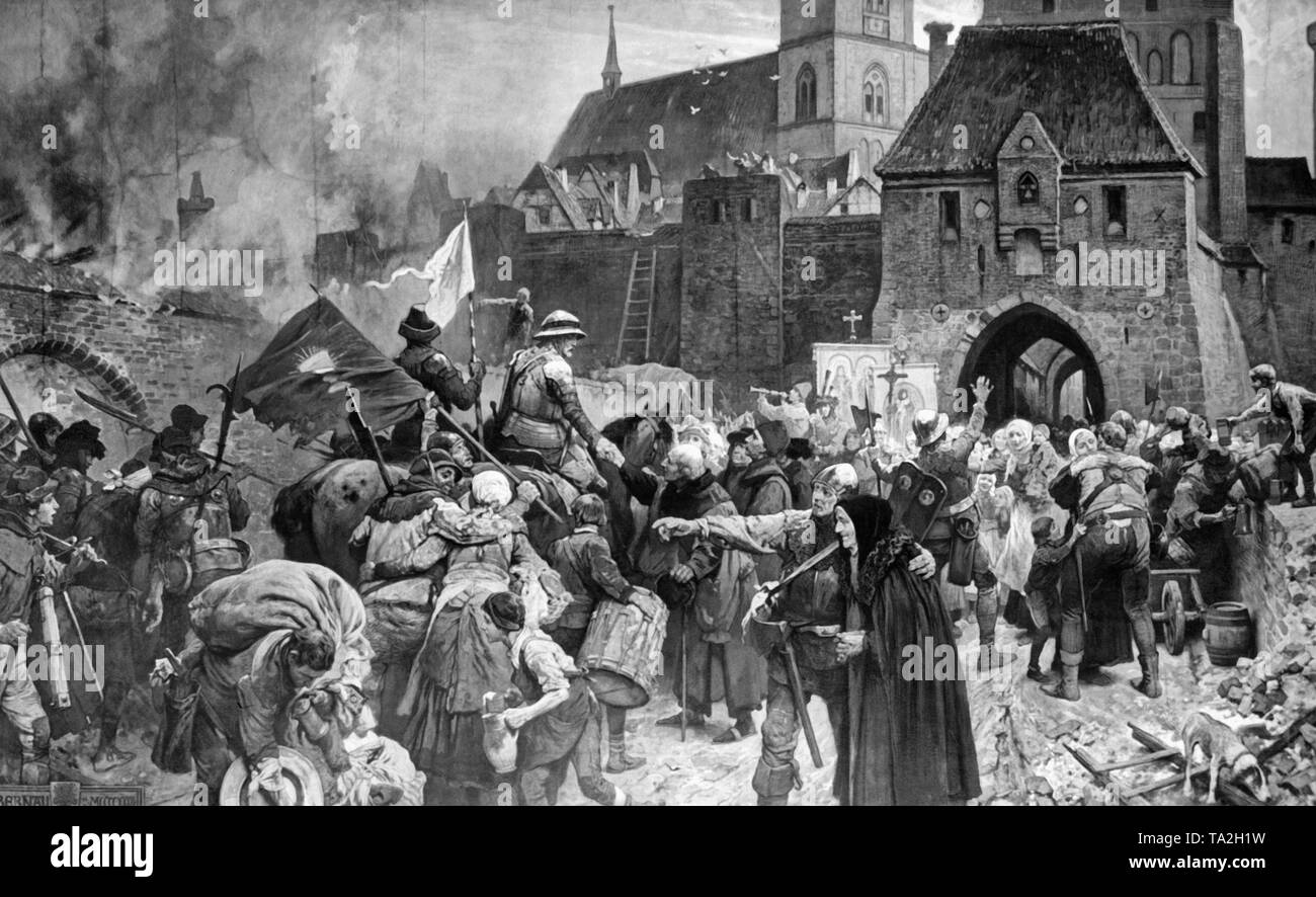 "Return from the Hussite War", painting by Woldemar Friedrich in