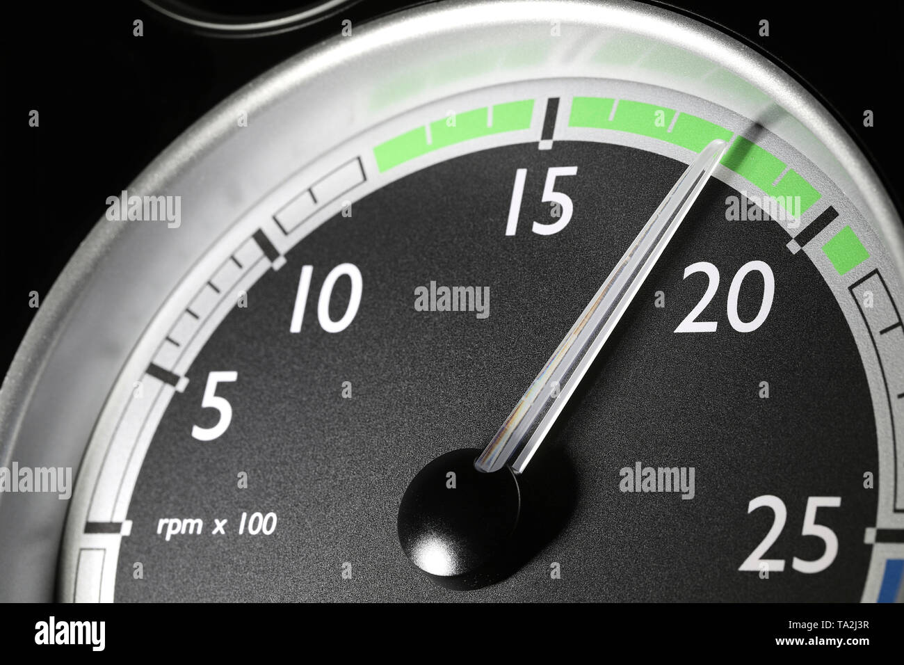 tachometer of a truck at economic mode of operation Stock Photo