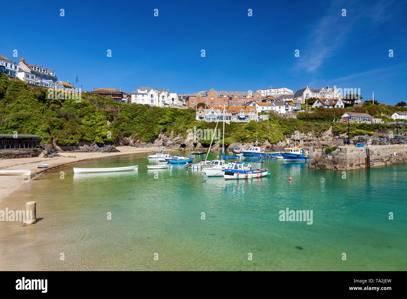 Stunning summer day at Newquay Harbour on the North Cornish Coast. Cornwall England UK Europe Stock Photo