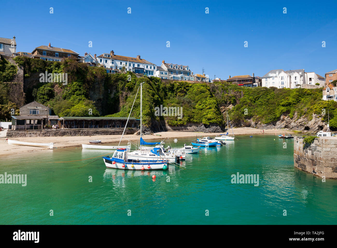 Stunning summer day at Newquay Harbour on the North Cornish Coast. Cornwall England UK Europe Stock Photo