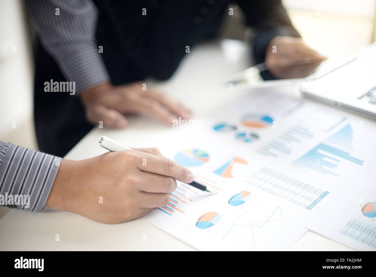 business businessman in meeting analyses chart graphy marketing plan in business project Stock Photo