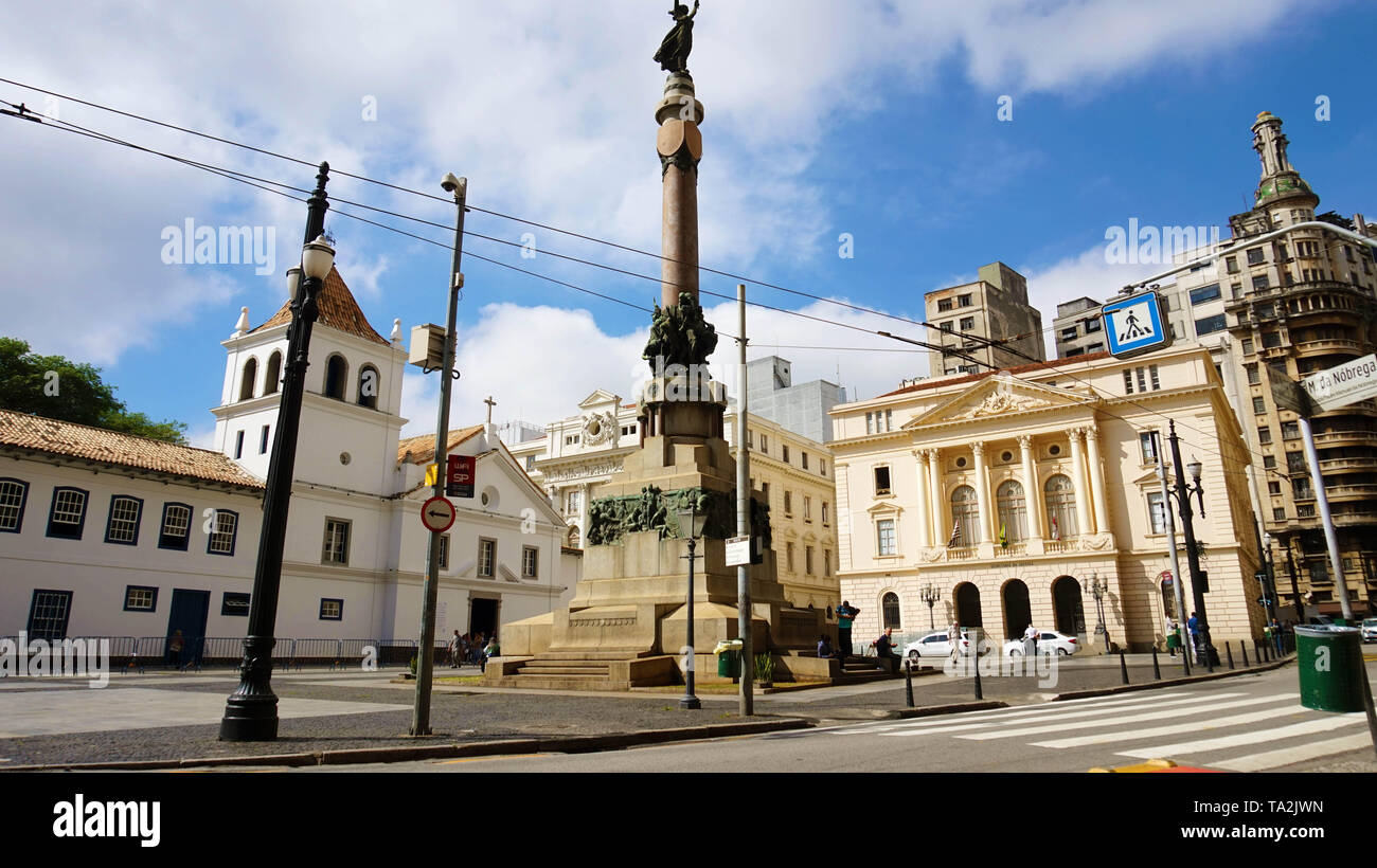 SAO PAULO, BRAZIL - MAY 9, 2019: Patio do Colegio square in Sao Paulo downtown, Brazil Stock Photo