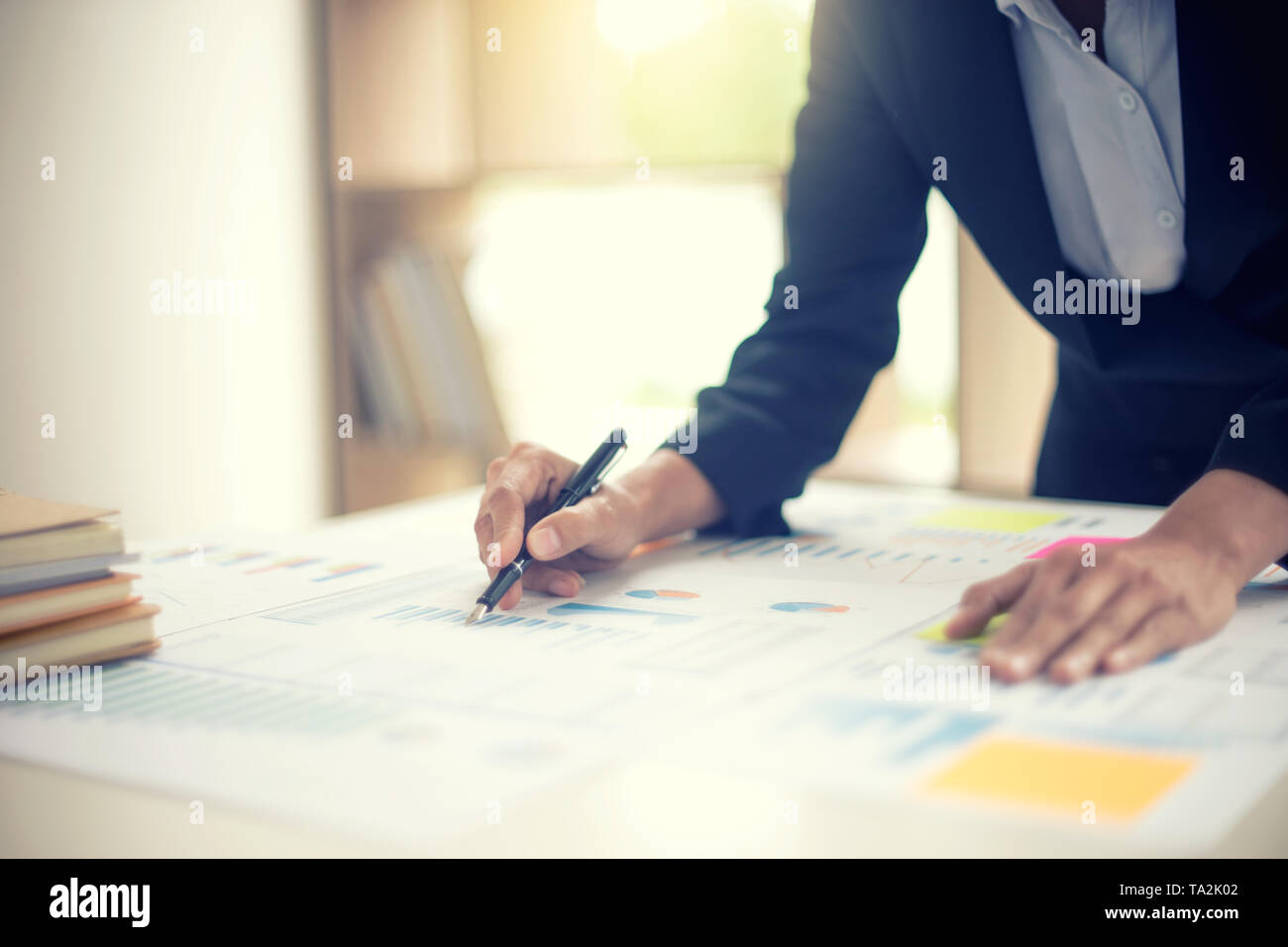 business businessman in meeting analyses chart graphy marketing plan in business project Stock Photo