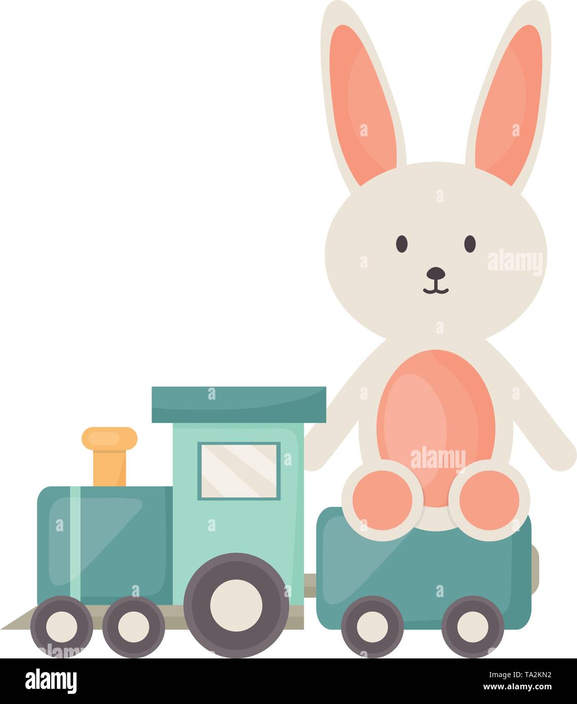 little train with bunny toys vector illustration design Stock Vector