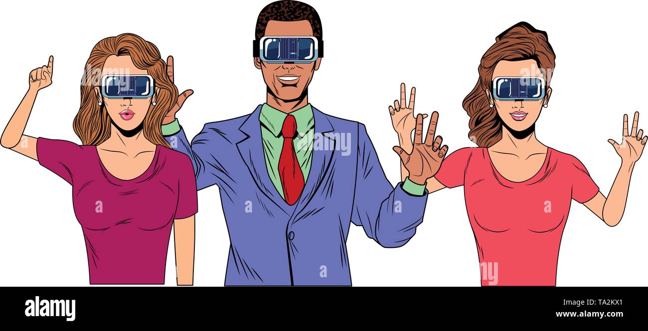group of people with virtual reality headset Stock Vector Image & Art ...
