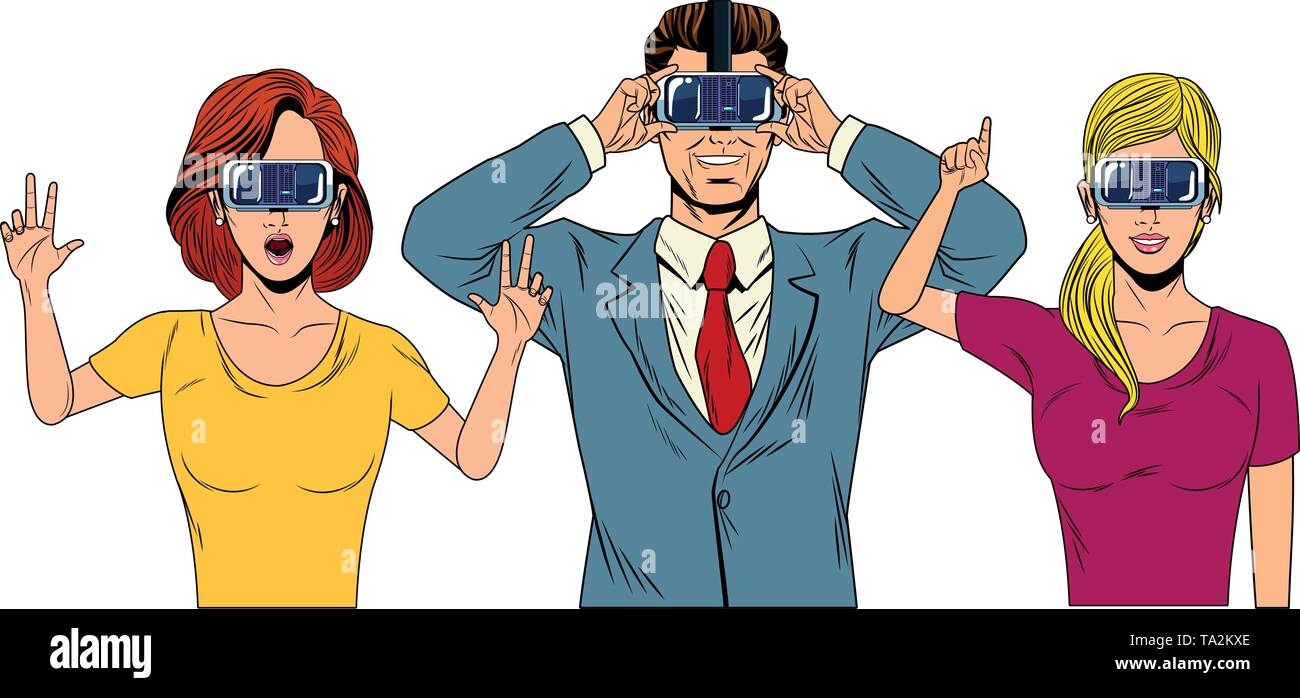 group of people with virtual reality headset Stock Vector Image & Art ...