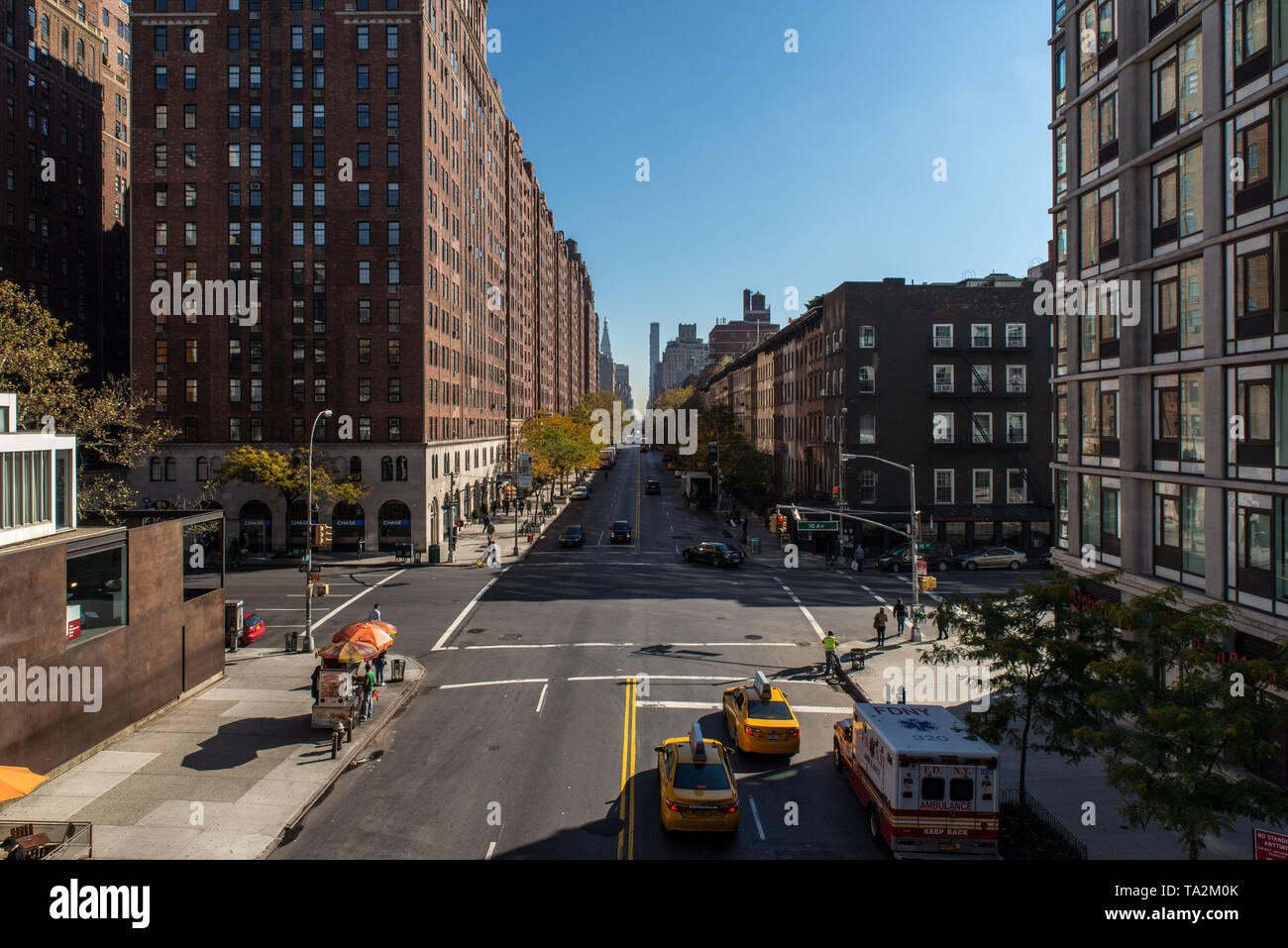 New York City at 23rd street and 10th avenue from the High Line, USA. Stock Photo