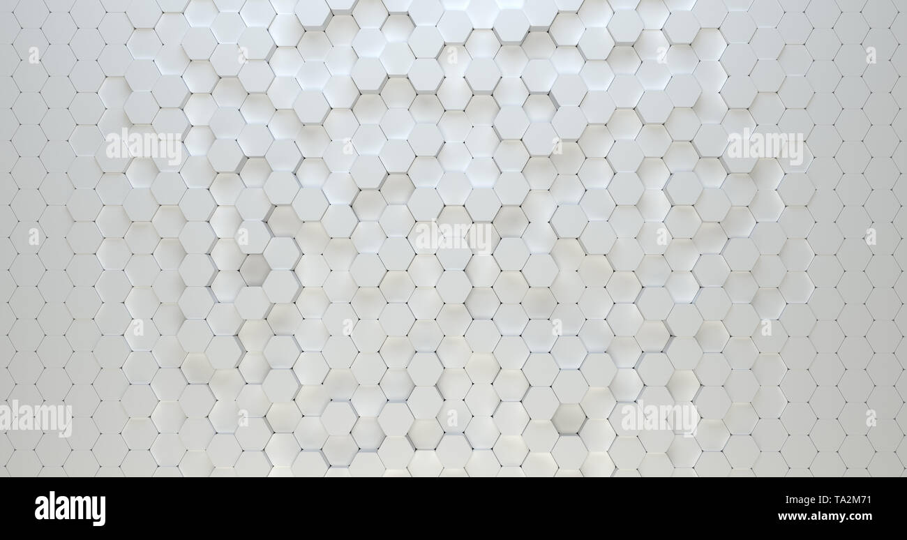 Abstract technological hexagonal background. 3d rendering. Geometric pattern. Graphic design elementfor wallpaper. Stock Photo