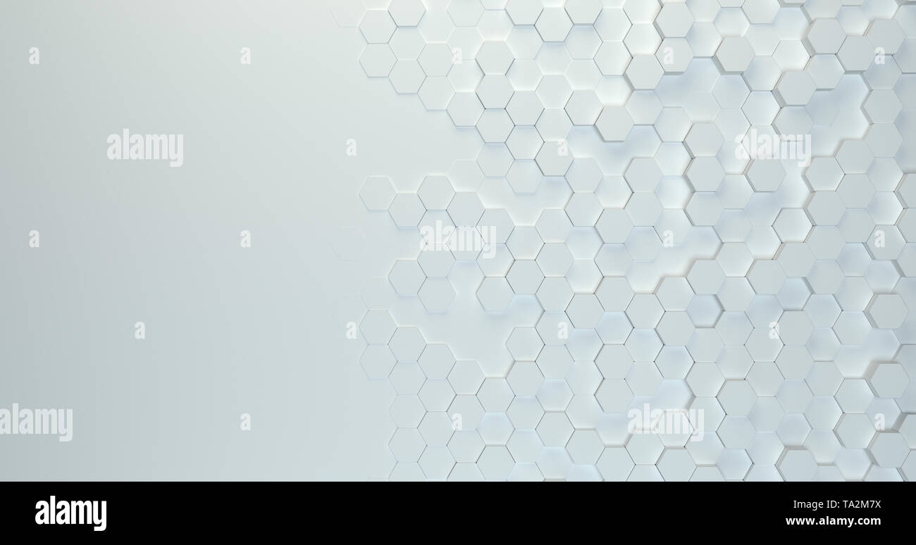 Abstract technological hexagonal background. 3d rendering. Geometric pattern. Graphic design elementfor wallpaper. Stock Photo