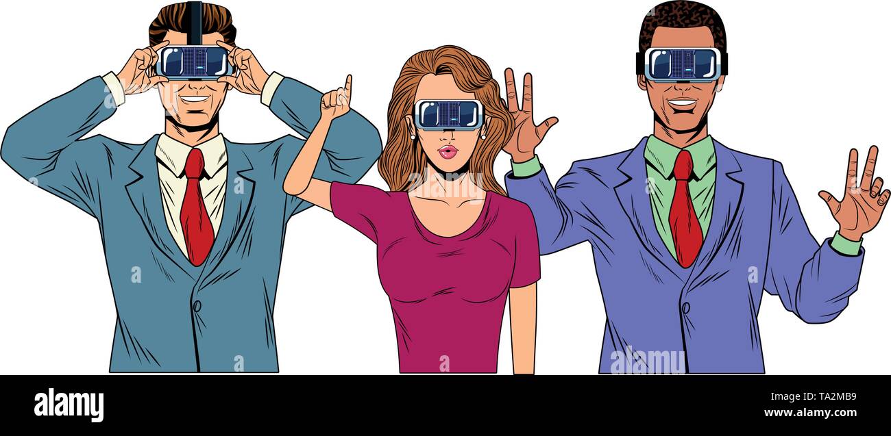 group of people with virtual reality headset Stock Vector Image & Art ...
