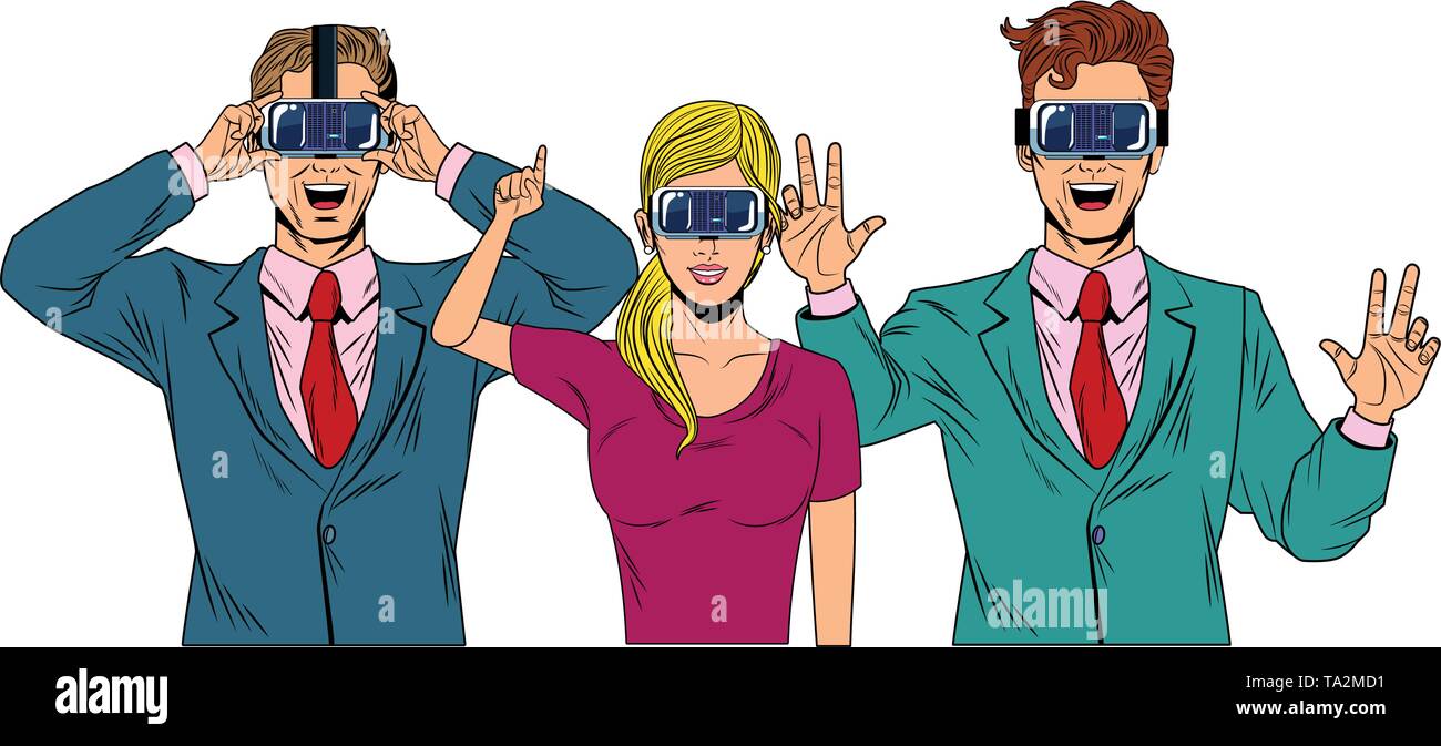 group of people with virtual reality headset Stock Vector Image & Art ...