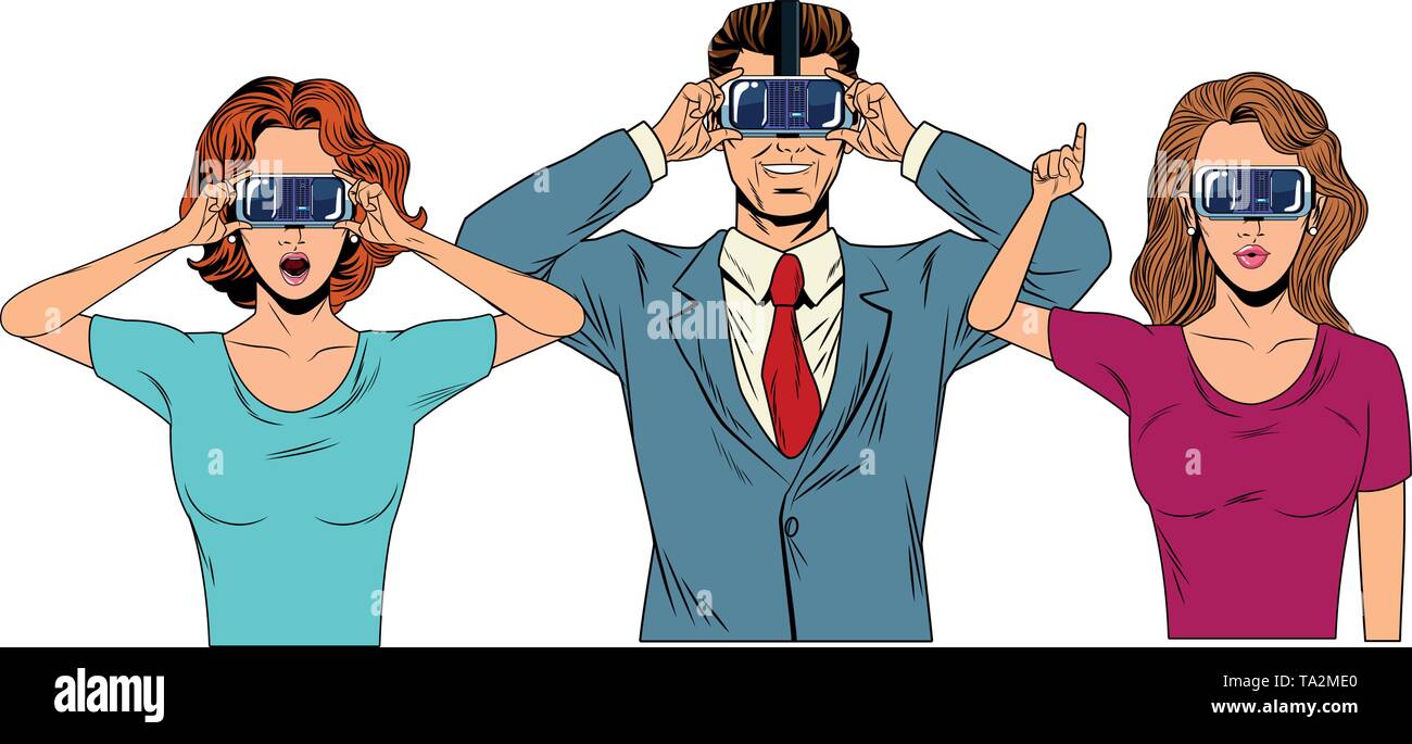 group of people with virtual reality headset Stock Vector Image & Art ...