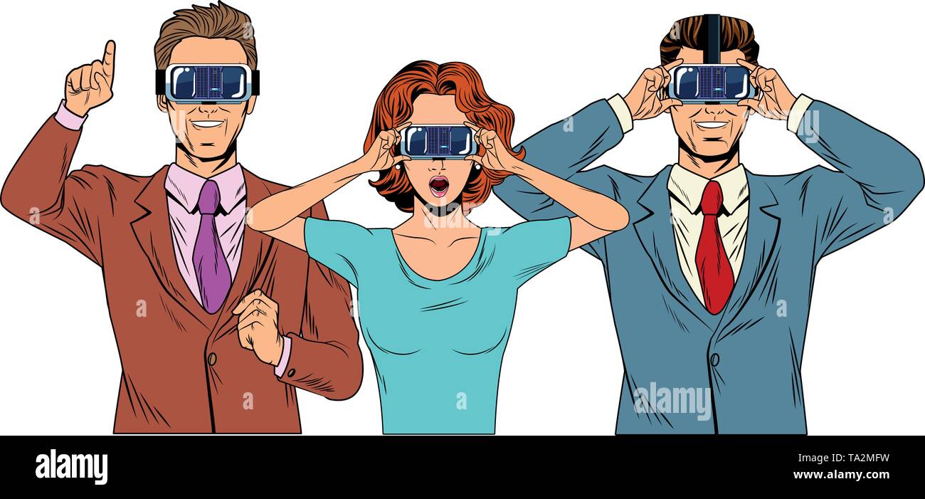 group of people with virtual reality headset Stock Vector Image & Art ...
